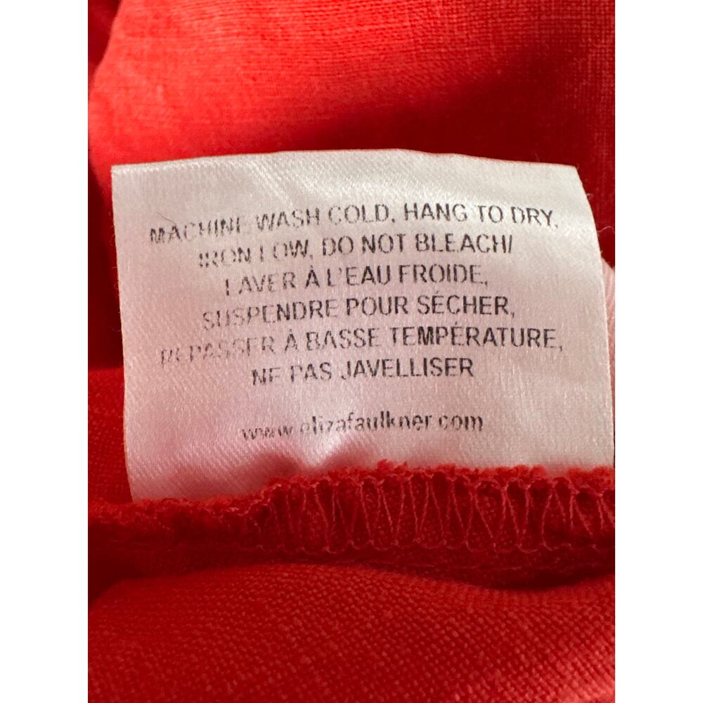 Eliza Faulkner Tessa Dress Linen Sleeveless Ruffle Open Back Midi A-Line Red S - Picture 7 of 9